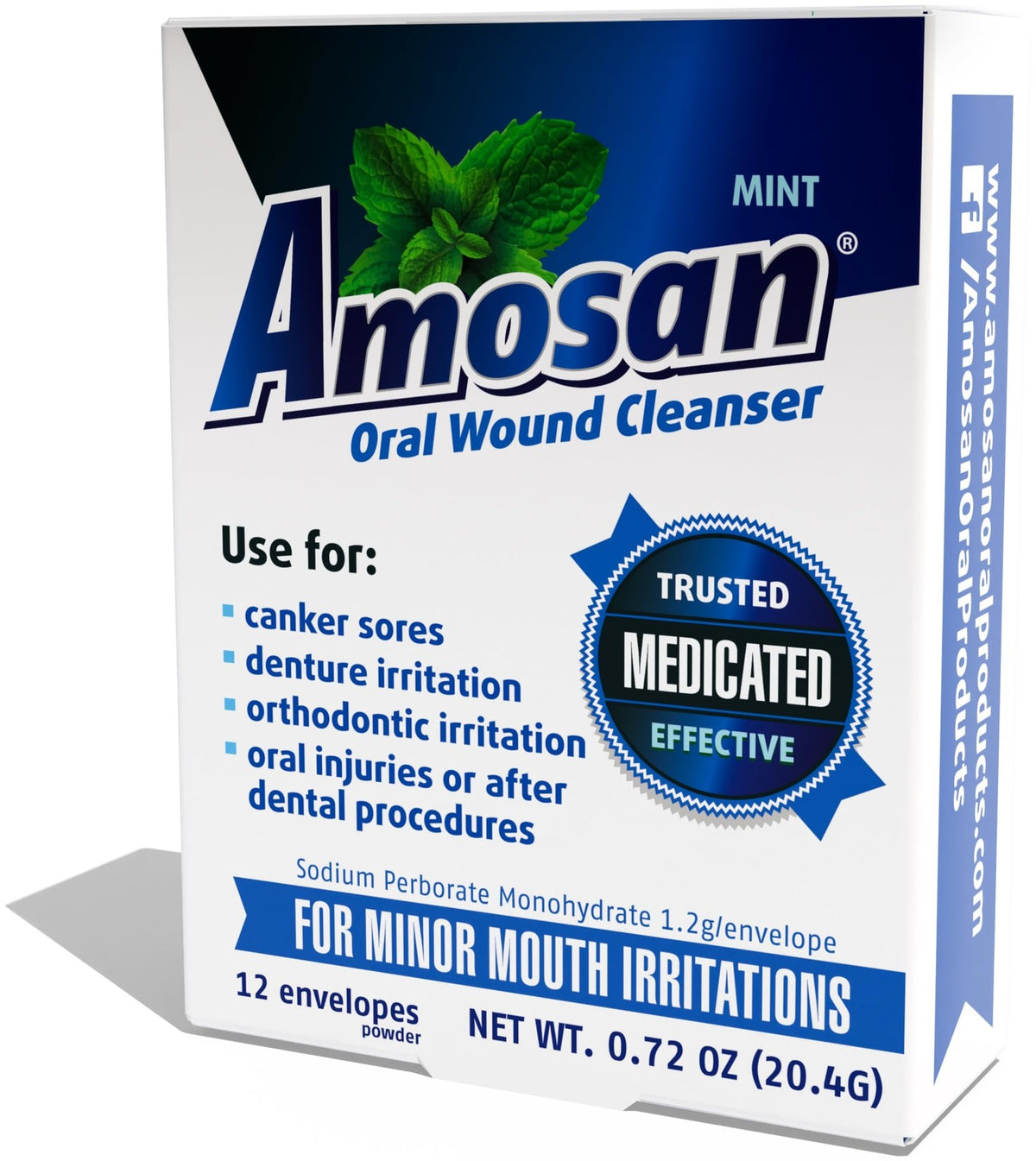 Amosan Oral Wound Cleanser - 0.72 Ounce Oral Care Solution