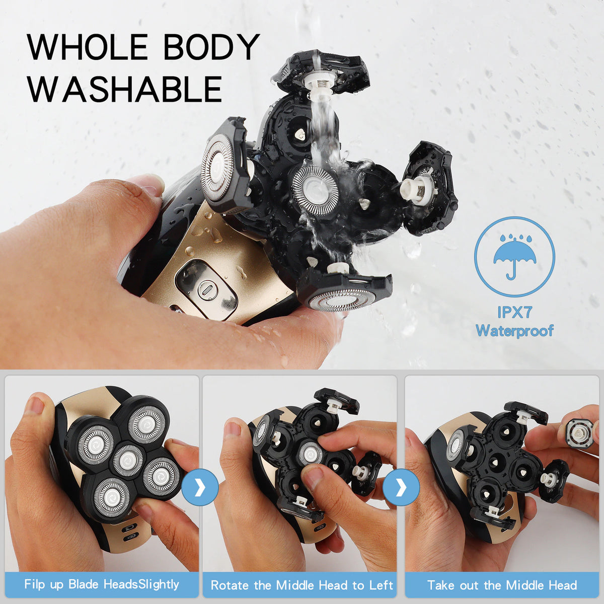 5-in-1 Rotary Electric Shaver & Grooming Kit Waterproof Rechargeable
