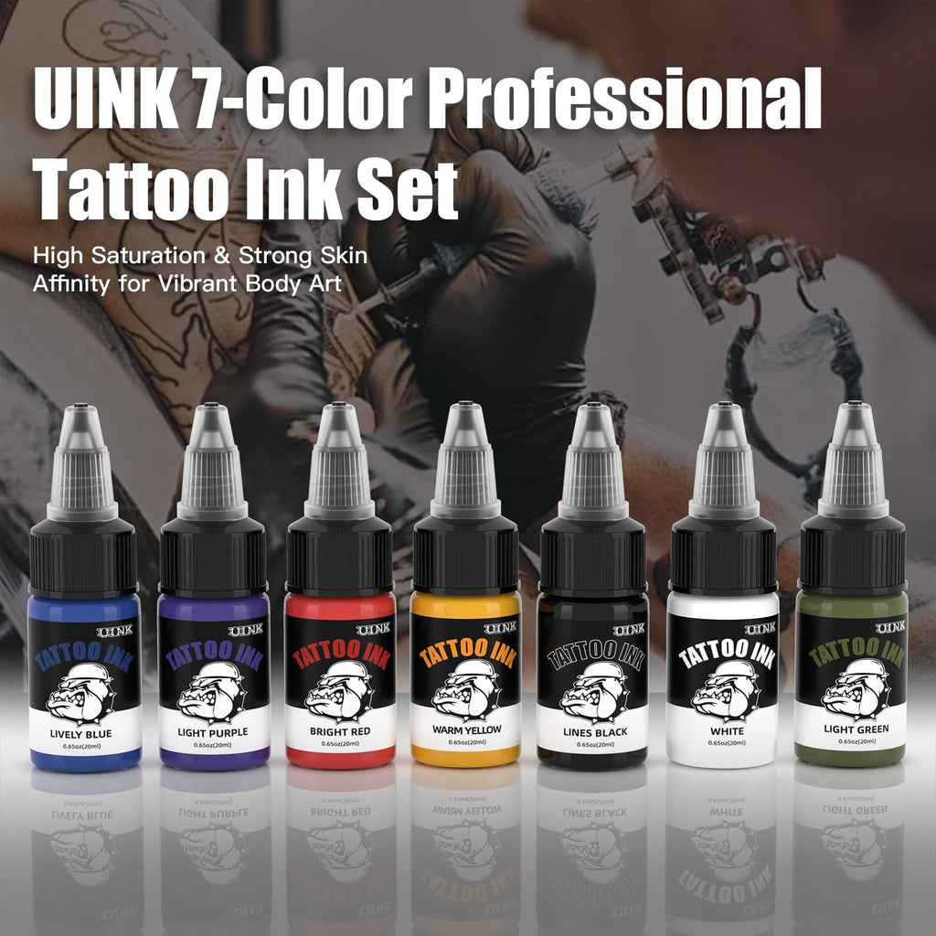 Tattoo Ink Set 7 Colors 0.65oz/20ml Long Lasting Body Art Inks