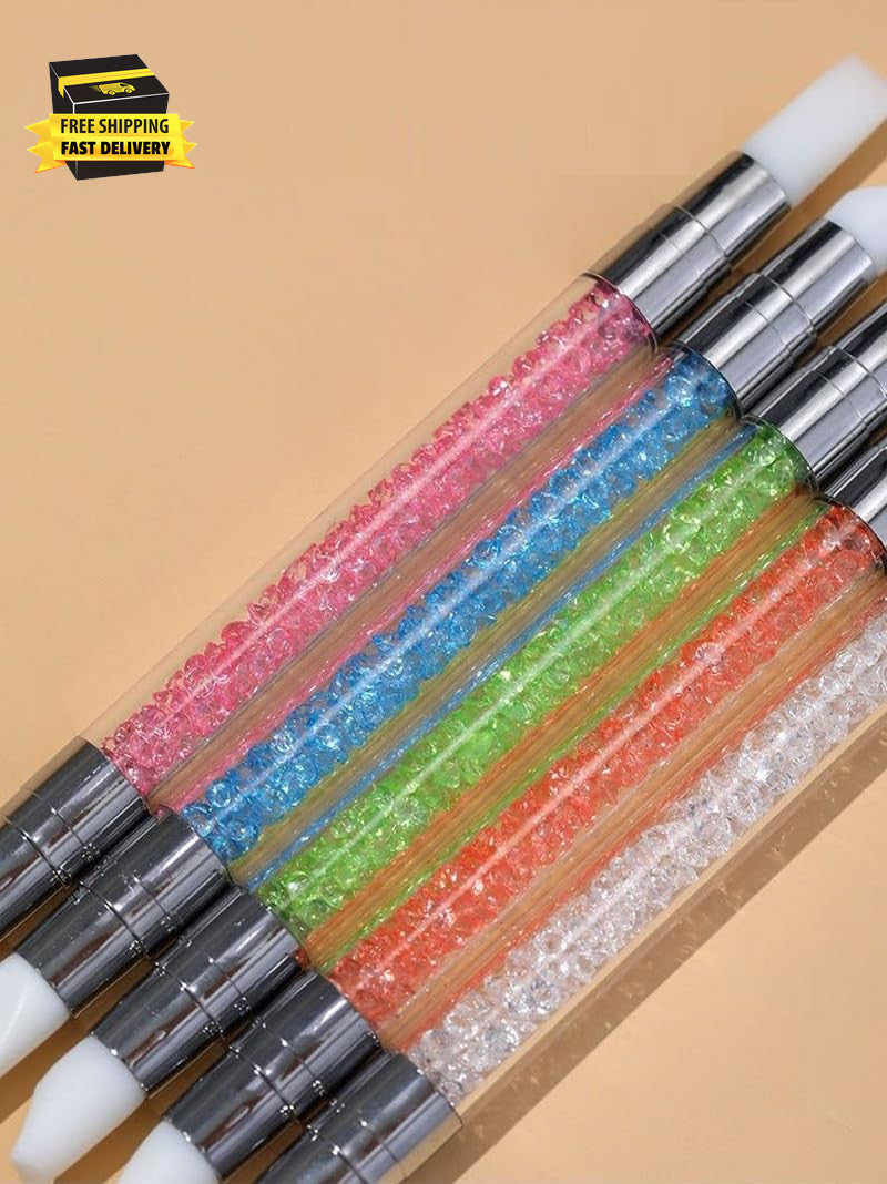 5Pcs Nail Sculpture Pen Set - Dual-Ended Silicone Nail Art Tools for Acrylic & Design