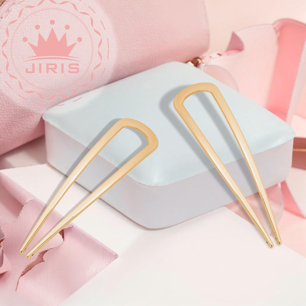 French Hair Pins U-Shaped Gold 2-Pack for Women & Girls - Elegant & Durable