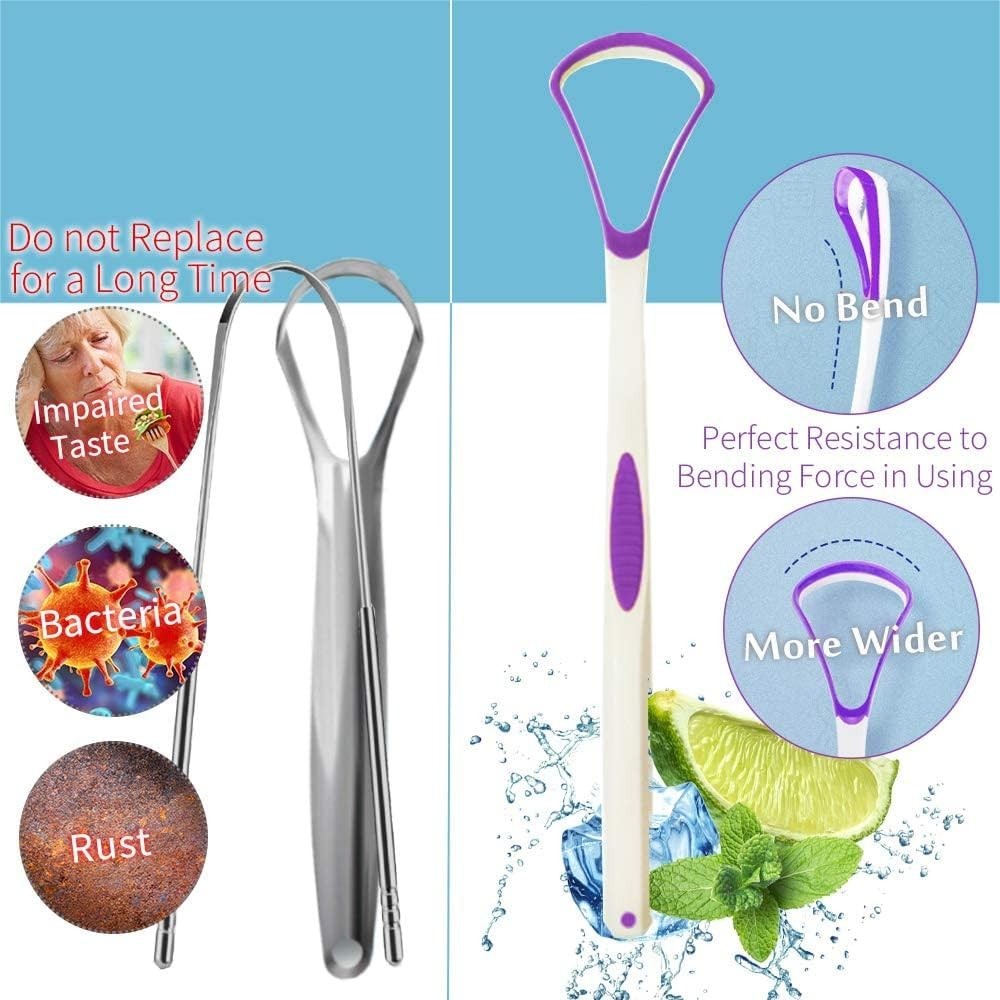 BPA-Free Tongue Scraper with Travel Case for Oral Hygiene - Reusable and Gentle Cleaning