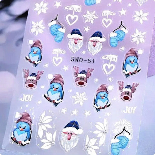 Christmas Nail Art Stickers - 5D Holiday Nail Decals for Festive Nails