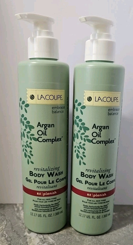 Argan Oil Body Wash - Revitalizing 12 oz Bottles, Pack of 2