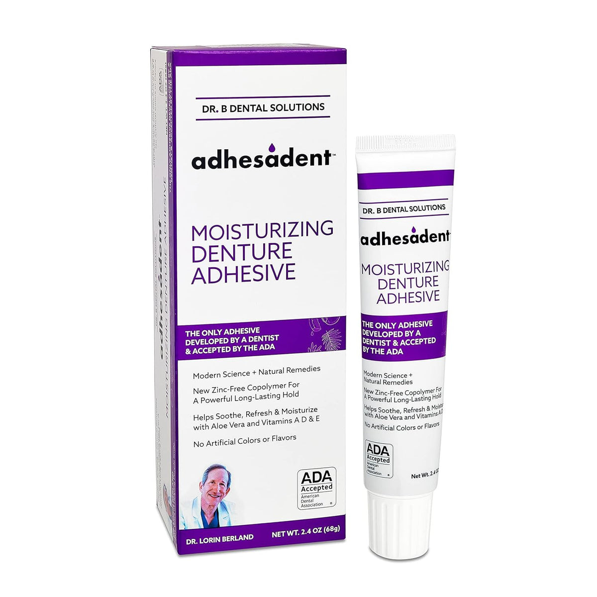 Moisturizing Denture Adhesive Cream with Strong Grip - Zinc-Free, Natural Taste