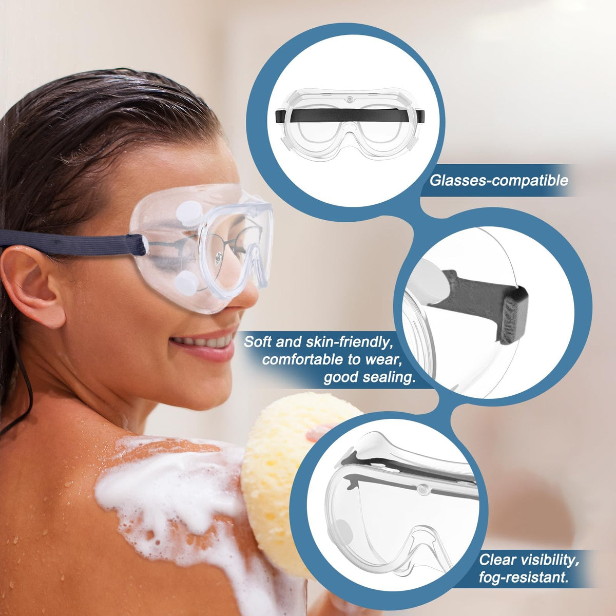Adjustable Eye Shield Shower Goggles for Eyelash Extensions and Post-Surgery