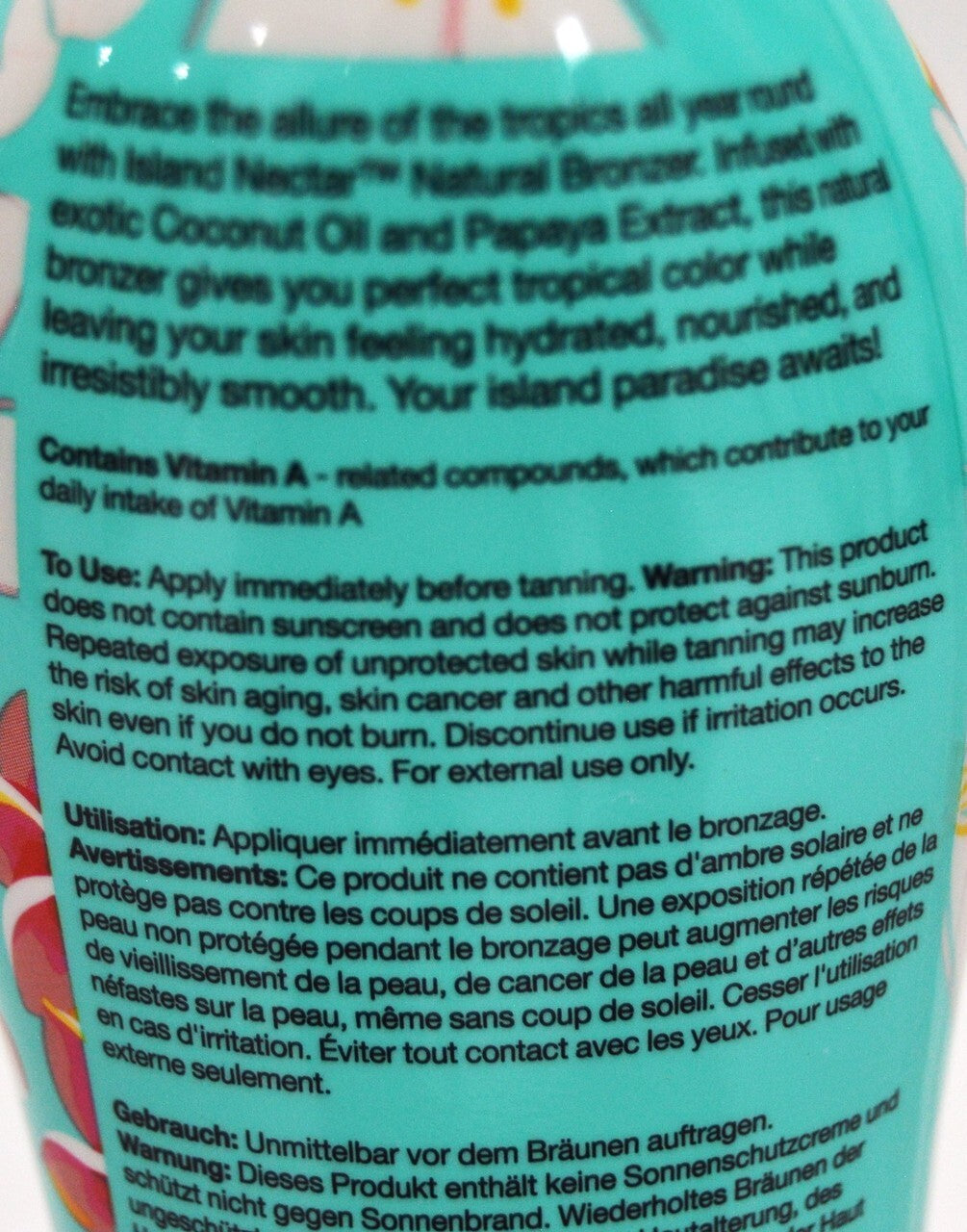 Natural Bronzer Tanning Lotion 8 oz with Coconut & Papaya - Island Nectar