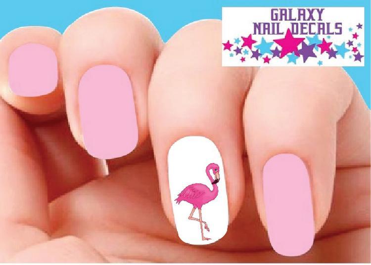 Pink Flamingo Waterslide Nail Decals Set of 20 - Bird Nail Art Stickers