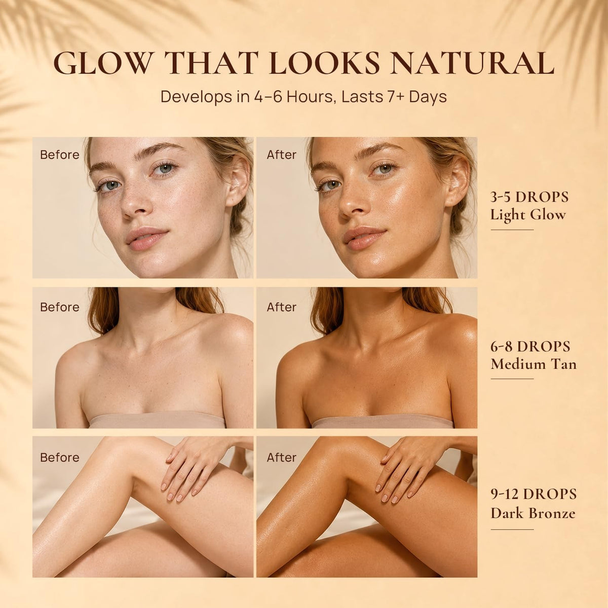 Self Tanning Drops for Face & Body - Natural Glow, Streak-Free, Hydrating
