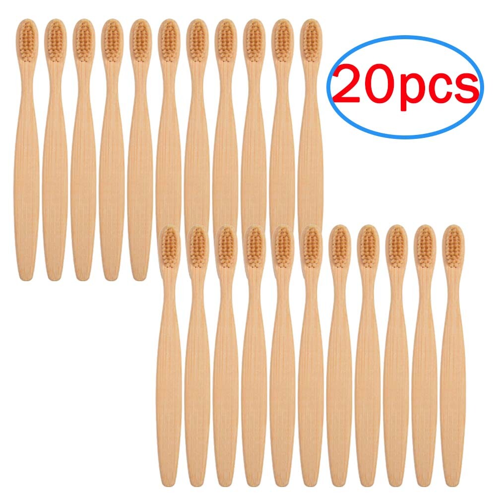 20Pcs Bamboo Toothbrush Set Organic Natural Soft Medium BPA-Free Eco-Friendly