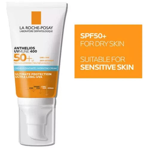 Moisturizing Sunscreen Cream SPF50 for Sensitive Skin - Fragrance Free, Water-Resistant, 50ml