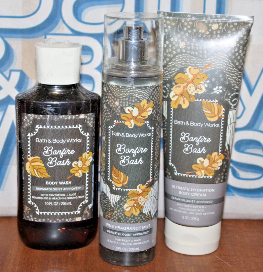 Bath & Body Works Bonfire Bash Body Wash Mist & Body Cream Set