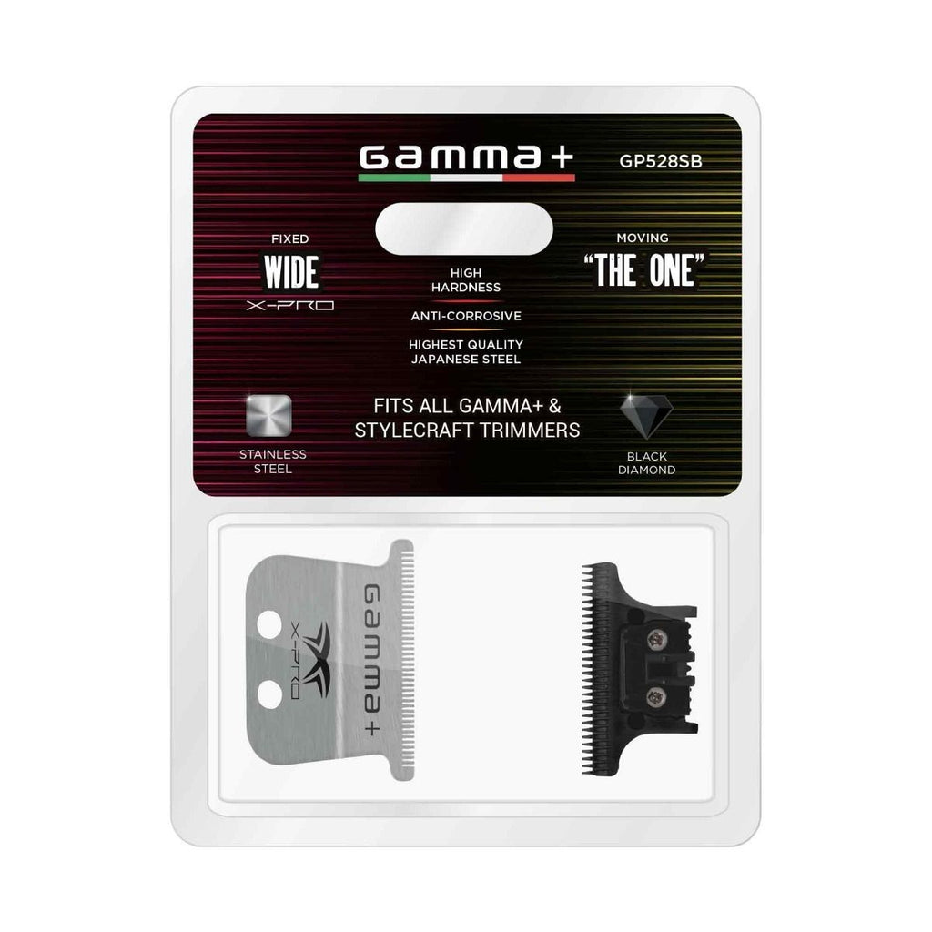 Gamma+ X-Pro Wide Stainless Steel Trimmer Blade Set for Barbers - GP528SB