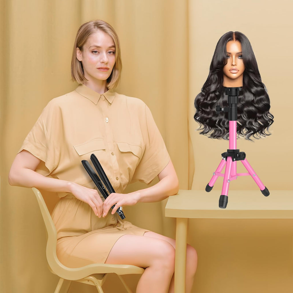 25 Inch Adjustable Wig Stand Tripod for Hairdressing Training & Display