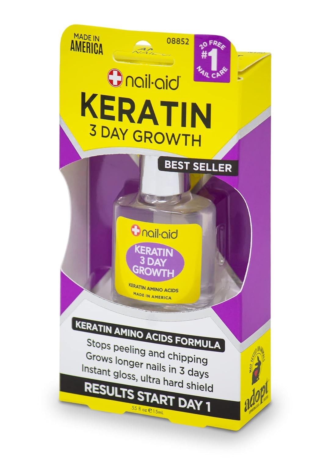 Nail-Aid Keratin 3 Day Growth Nail Strengthener & Treatment Clear 0.55 Fl Oz