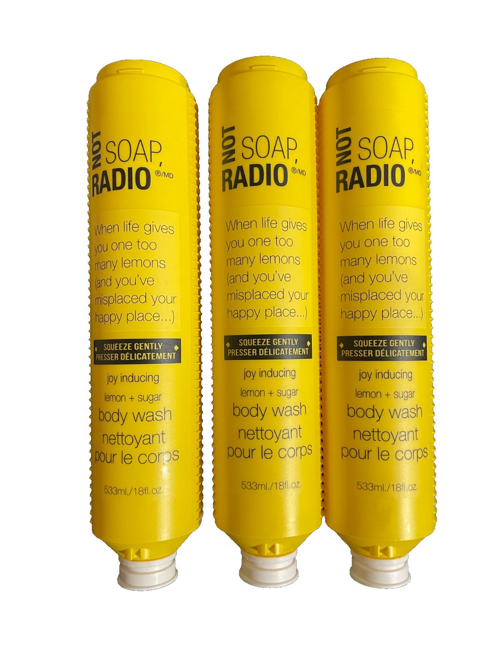 Not Soap Radio Lemon Scented Body Wash 3-Pack - Refreshing Shower Gel