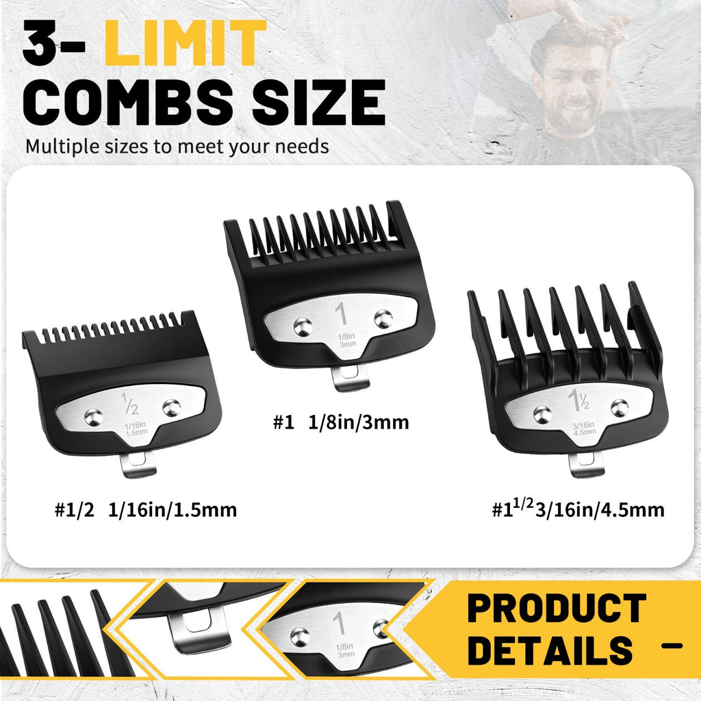 Professional Clipper Guard Set for Wahl & Most Clippers 1.5mm-4.5mm 3-Pack
