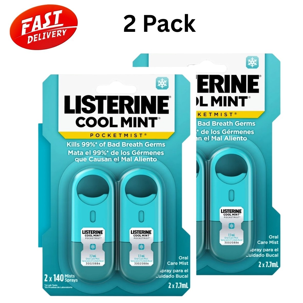 Breath Freshening Oral Care Mist - Cool Mint, 4 Pack, 7.7ml
