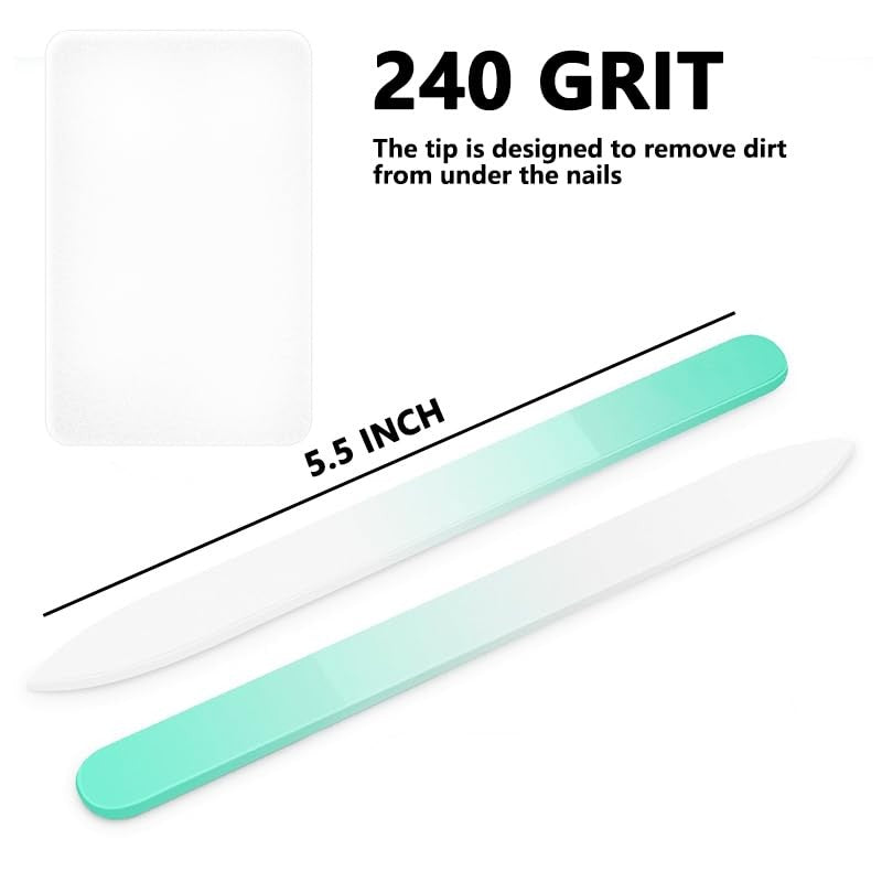 Crystal Glass Nail File with Case - 3 Pack for Natural Nails