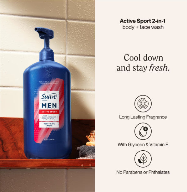 Men's 2-in-1 Body & Face Wash with Glycerin & Vitamin E - 30 Fl Oz