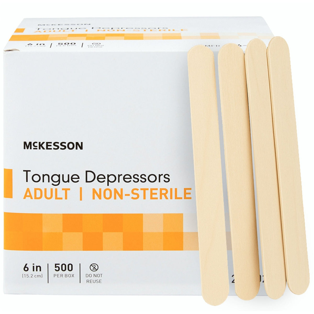 Disposable Wooden Tongue Depressors 6-Inch Unflavored NonSterile - 3 Boxes of 500