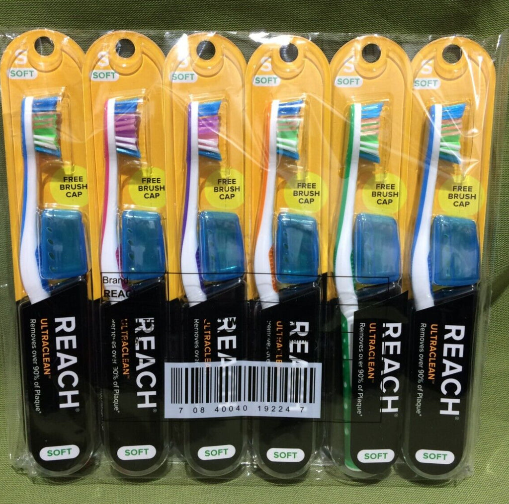 Reach Ultraclean Soft Bristle Toothbrush Set with Protective Caps — Pack of 6
