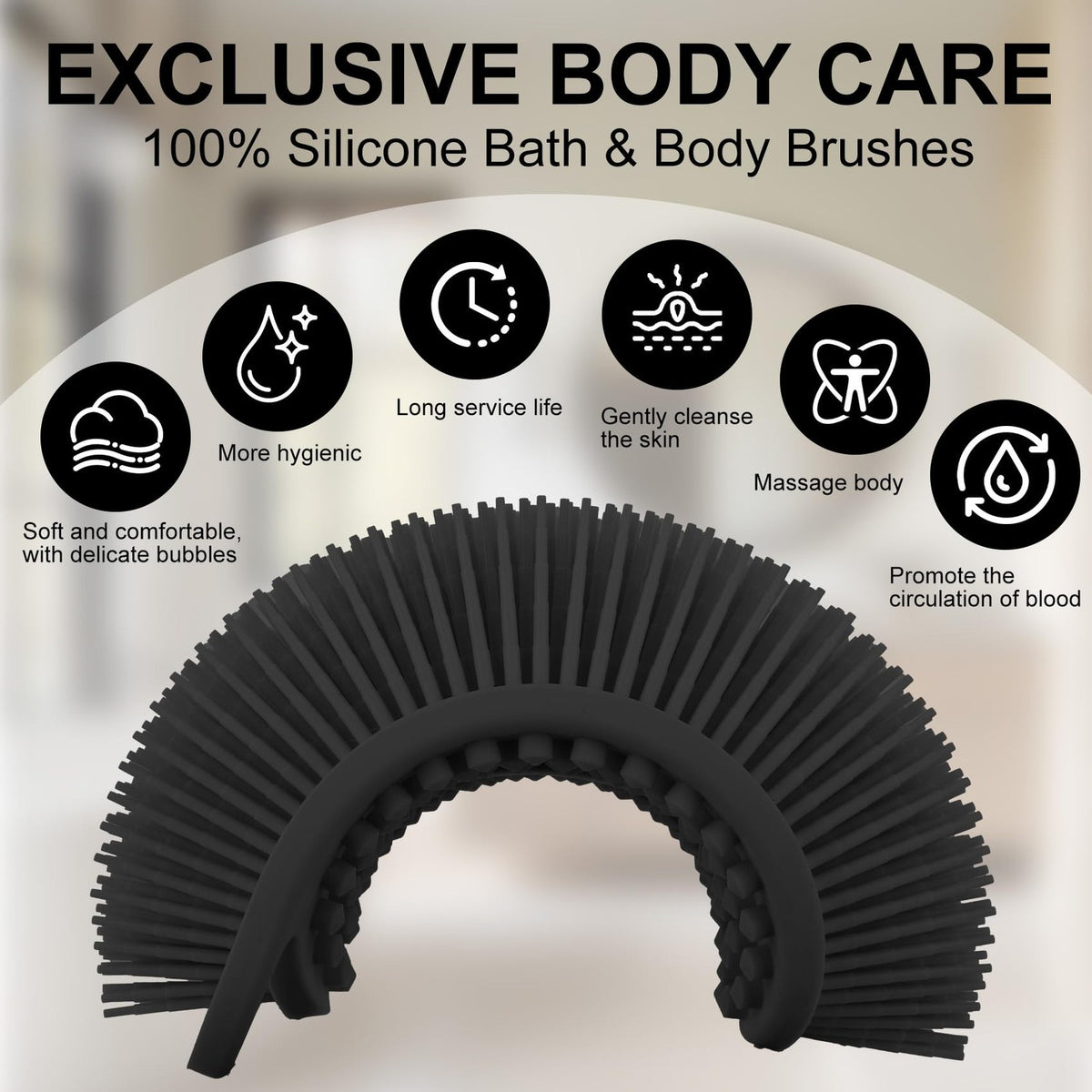Silicone Body Scrubber 2-Pack Exfoliating Loofah Shower Brush for Sensitive Skin