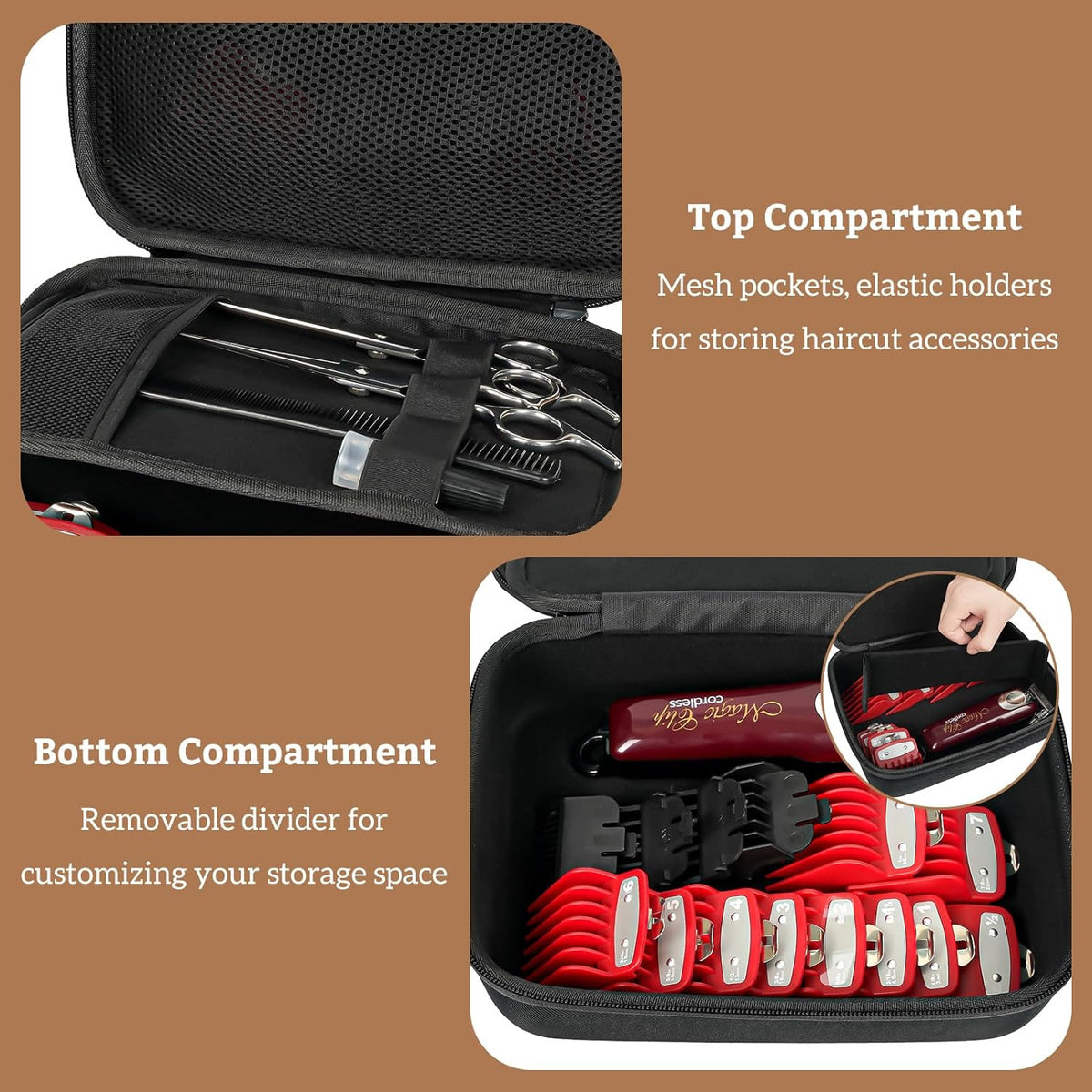 Travel Hard Case for Hair Clippers and Grooming Kits - Black