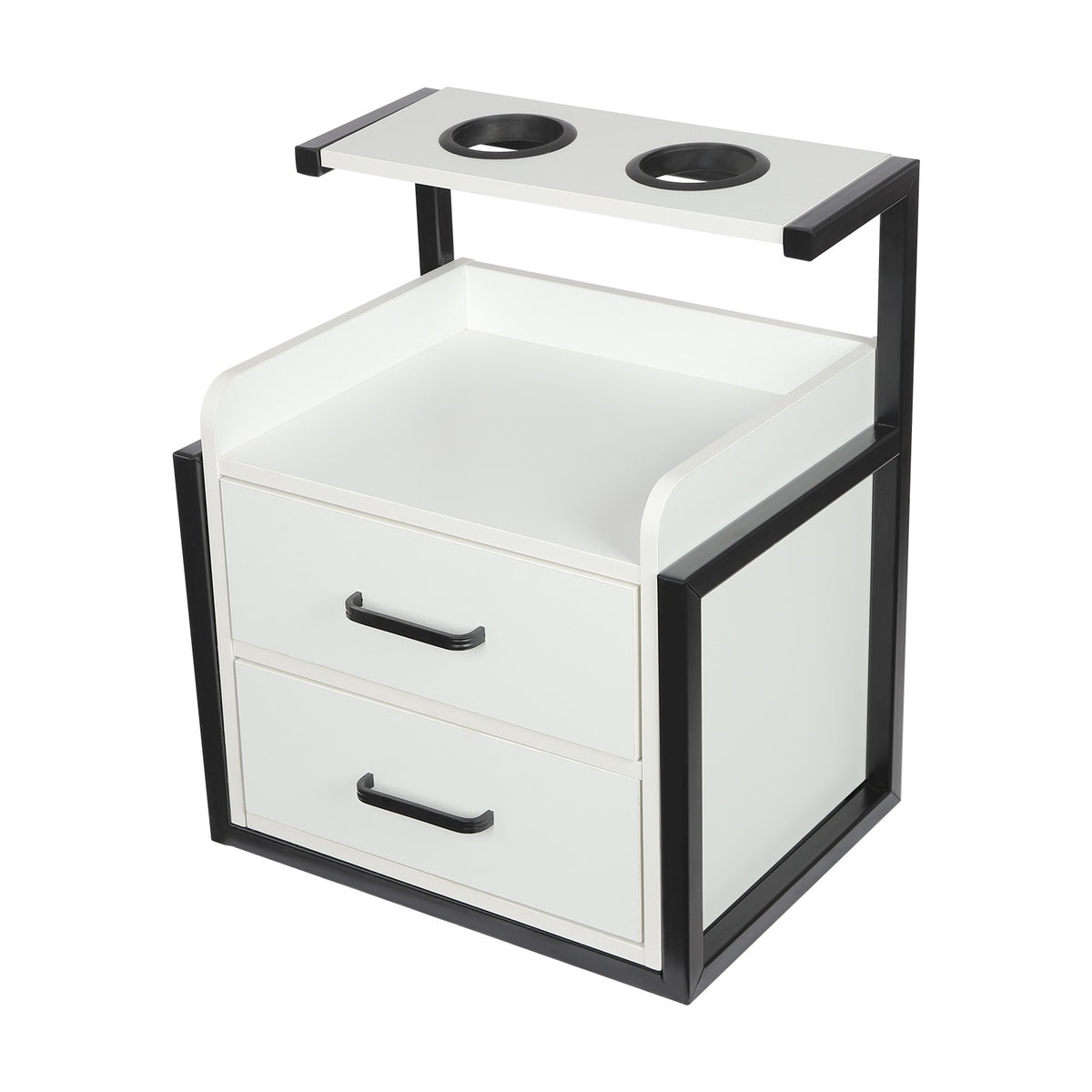 2-Drawer Wall Mounted Salon Storage Cabinet 40x30x48cm Black & White