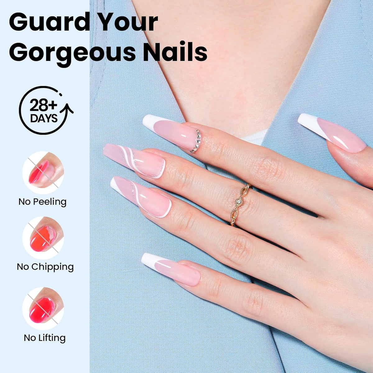 Gel Nail Top Coat and Base Coat Set - Long Lasting UV/LED Polish 2 Pack