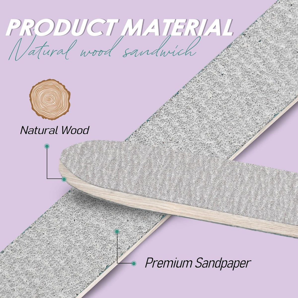 Disposable Nail Files 100/180 Grit - Professional Double Sided Emery Boards, 5 Inch