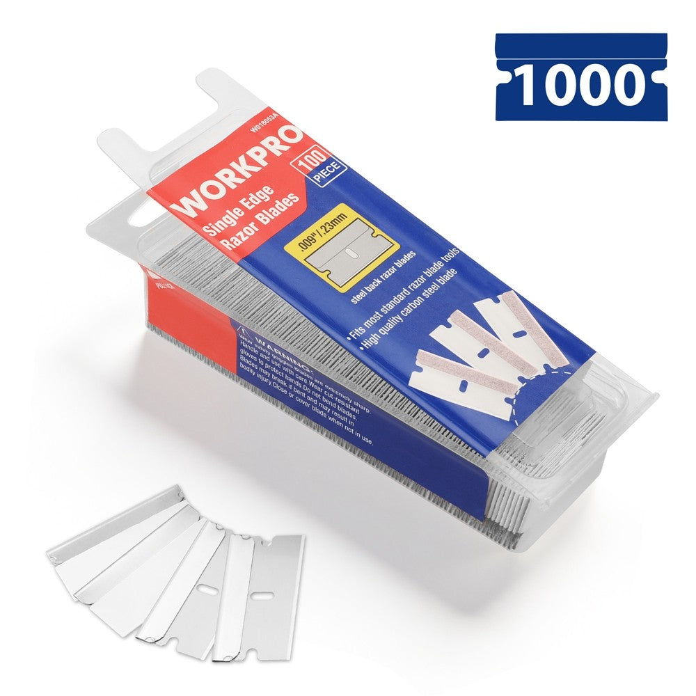 1000-Pack High Carbon Steel Razor Blades for Scraping & Cutting