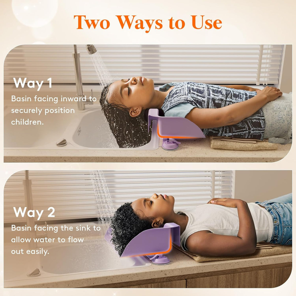 Kids Hair Washing Station with Neck Support, Portable Shampoo Basin for Kitchen or Bathtub