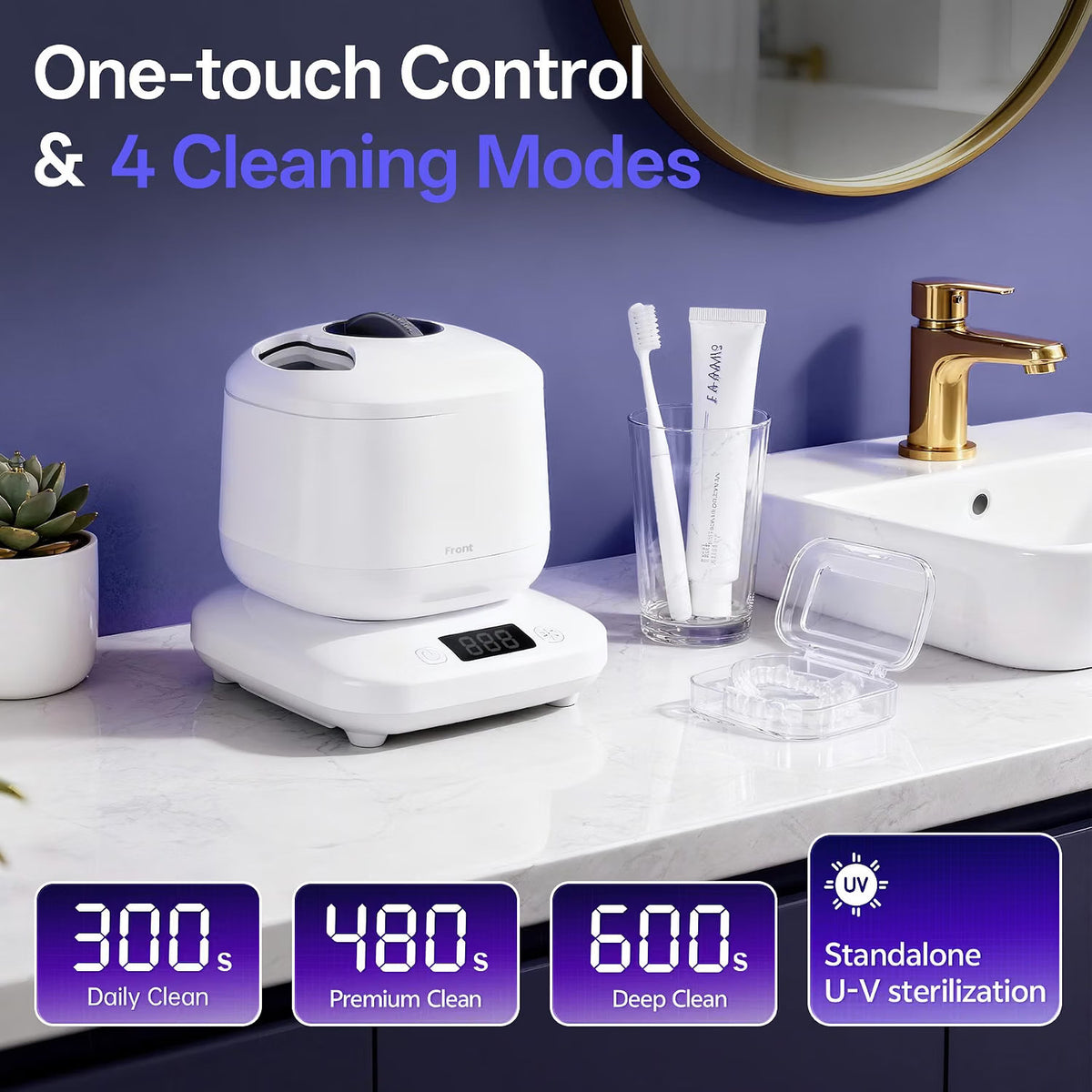 UV Ultrasonic Retainer Cleaner Machine for Dental Guards & Invisalign