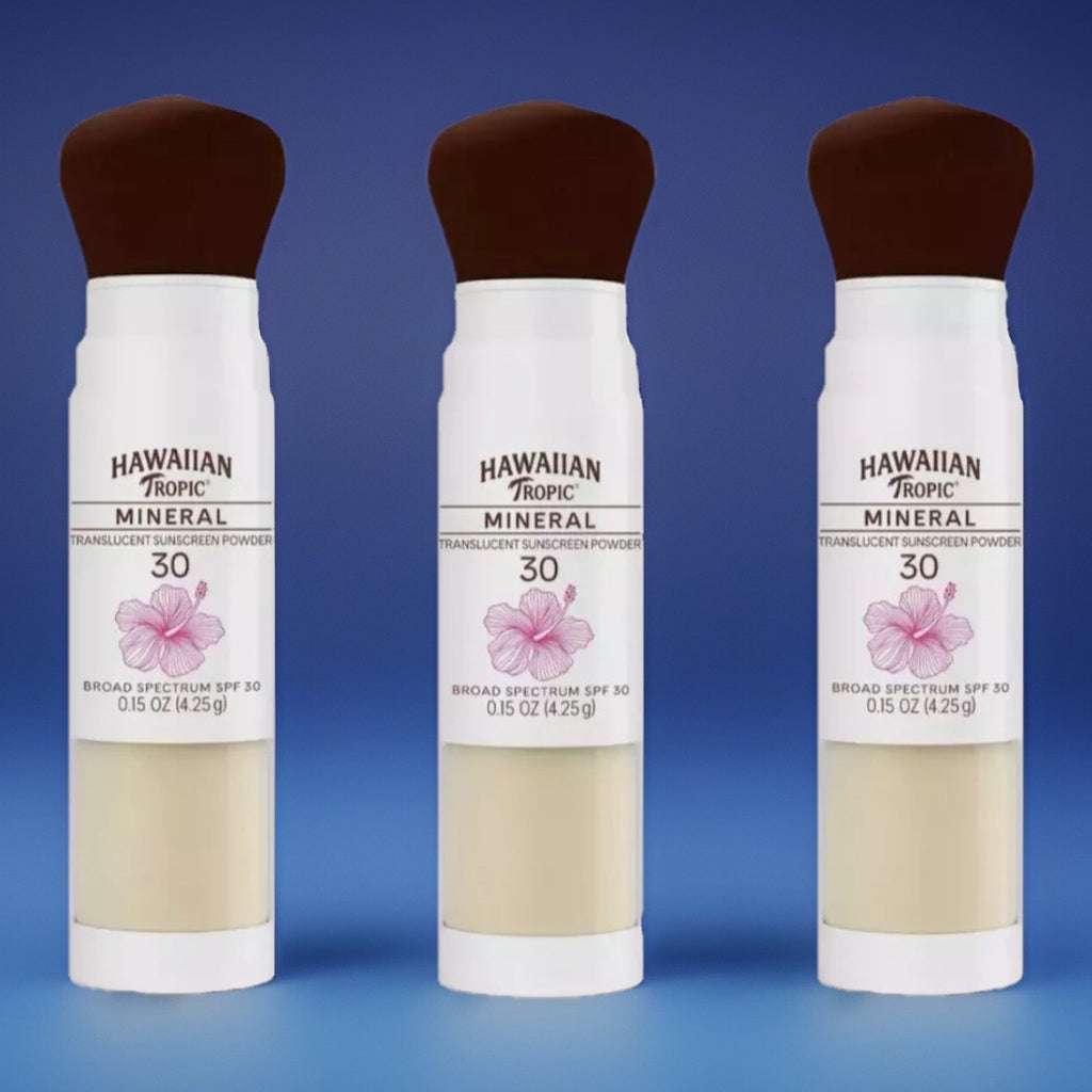 Hawaiian Tropic Mineral Translucent Sunscreen Powder with Brush SPF 30 - 3 Pack