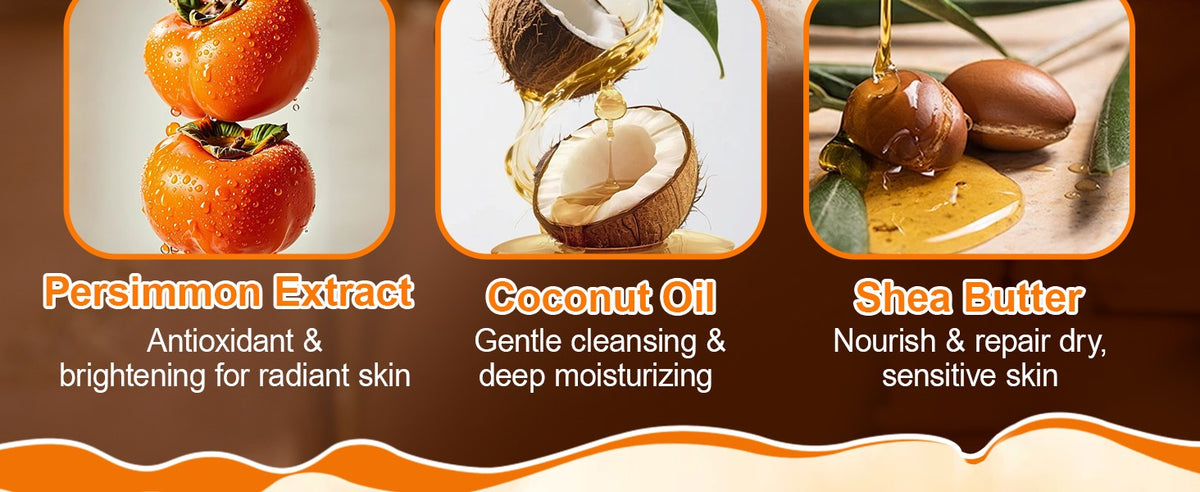 Persimmon Body Soap for Odor Control - Natural Deodorant Bar 5 Pack