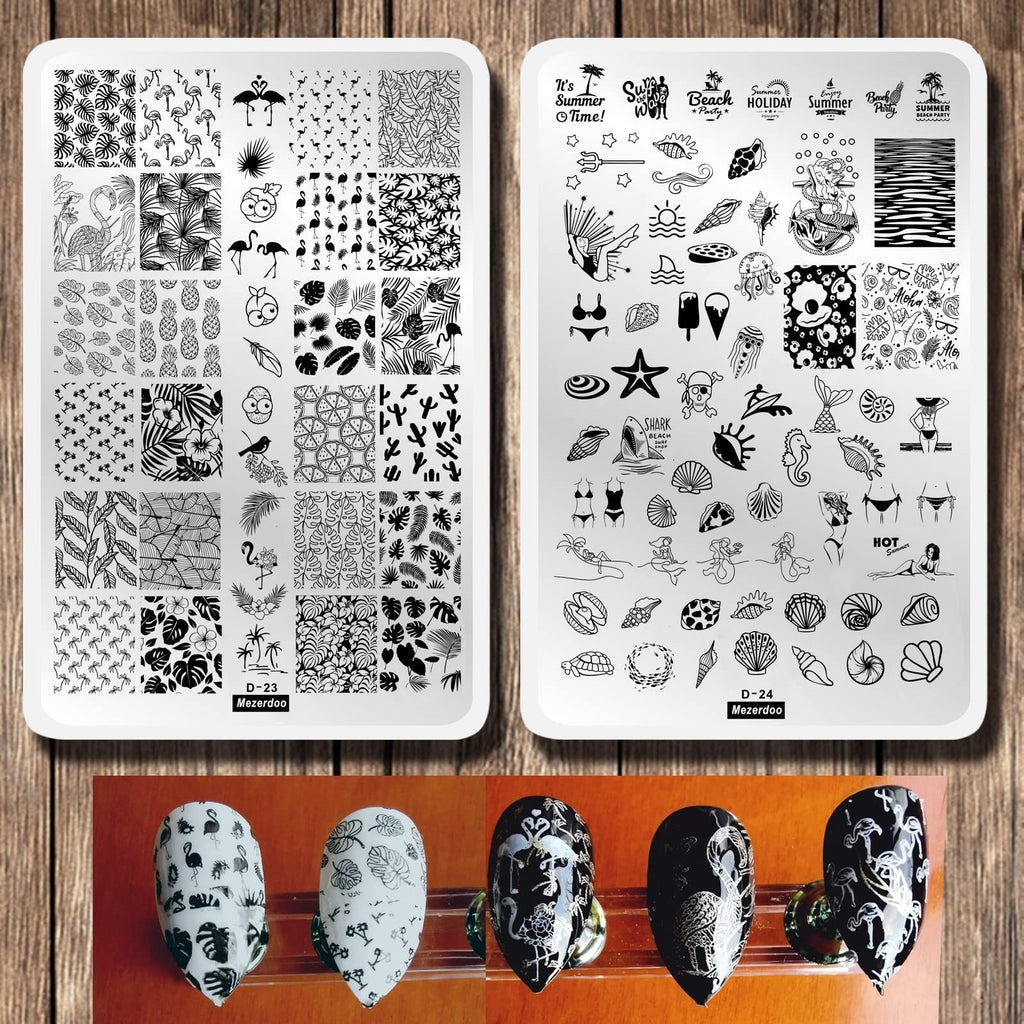Nail Art Stamping Plates Kit with 2 Large Plates for Creative Nail Designs