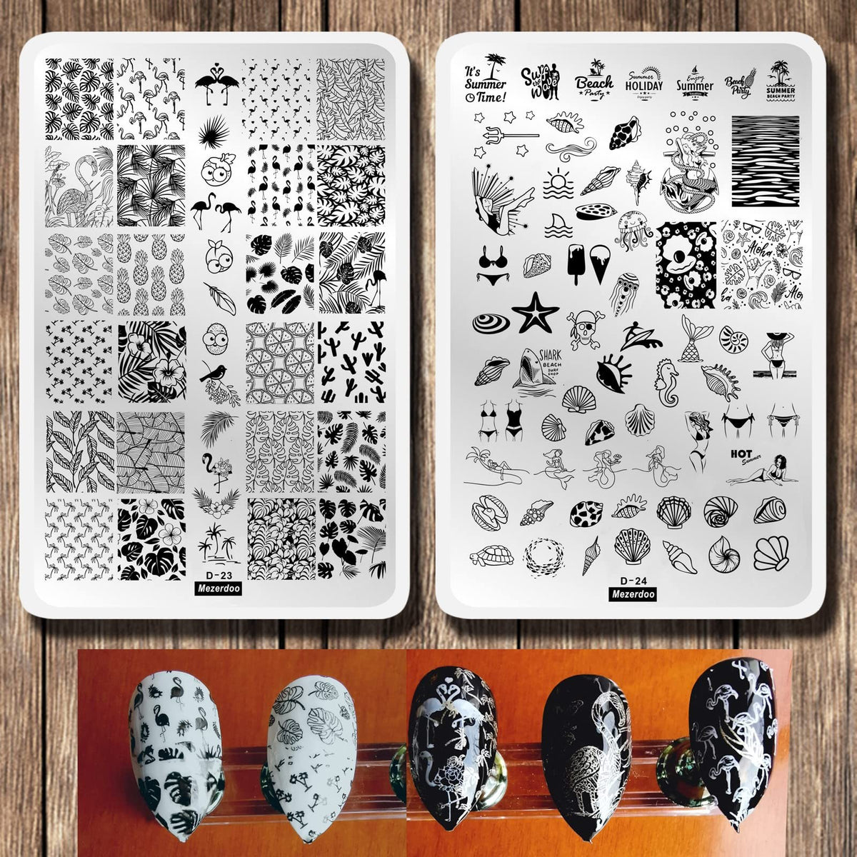 Nail Art Stamping Plates Kit with 2 Large Plates for Creative Nail Designs