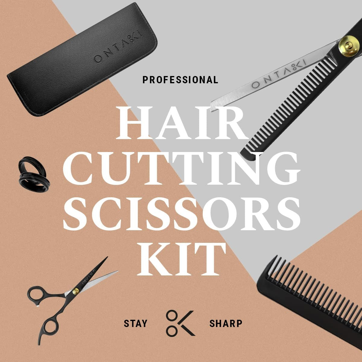 7 Inch Japanese Steel Hair Cutting Thinning Scissors Kit Black Barber Shears