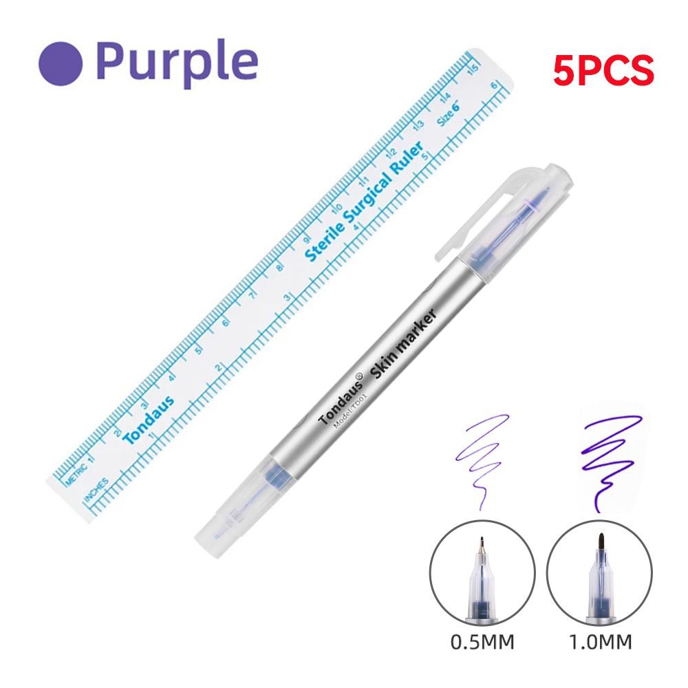Disposable Skin Marker Pen with Ruler – Sterilized Medical Tattooing/Temporary Marking