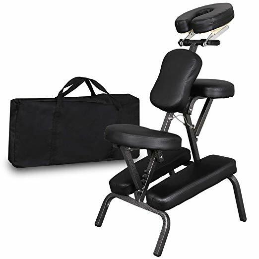 Portable Folding Massage Chair with PU Leather Padding Black