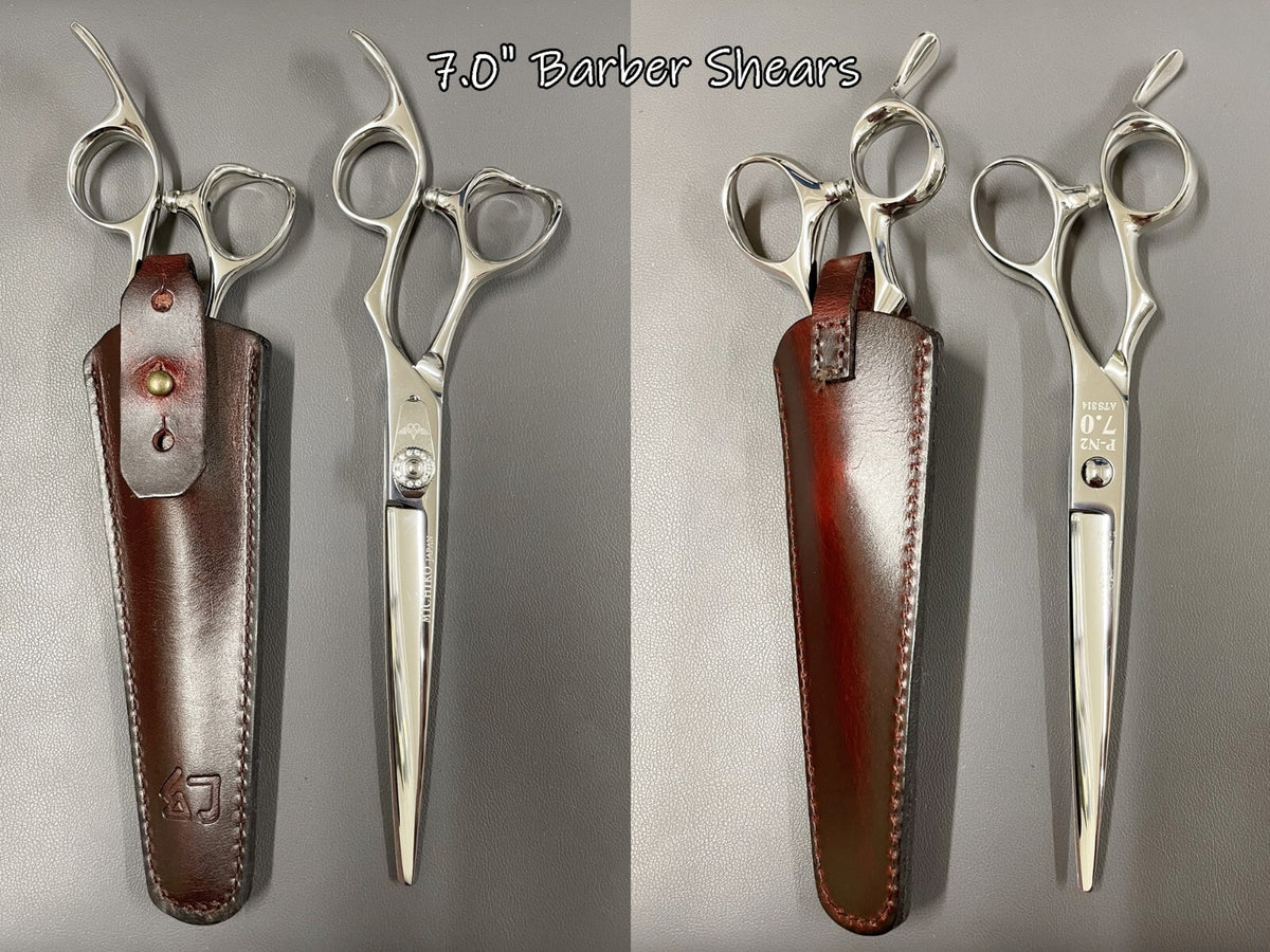 Genuine Leather Dark Brown Hair Scissors Case with Adjustable Strap