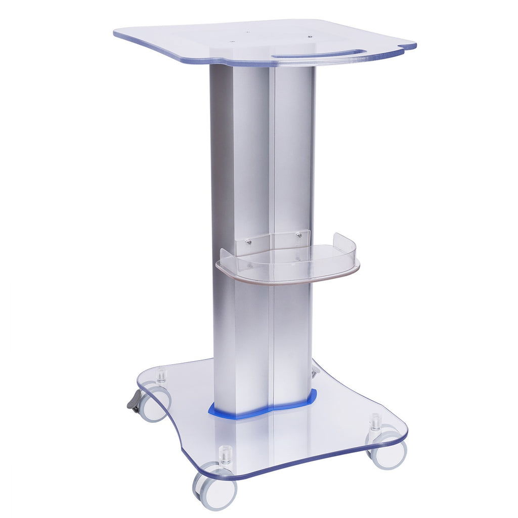 2-Tier Acrylic PVC Salon Trolley with Locking Wheels & Storage Tray