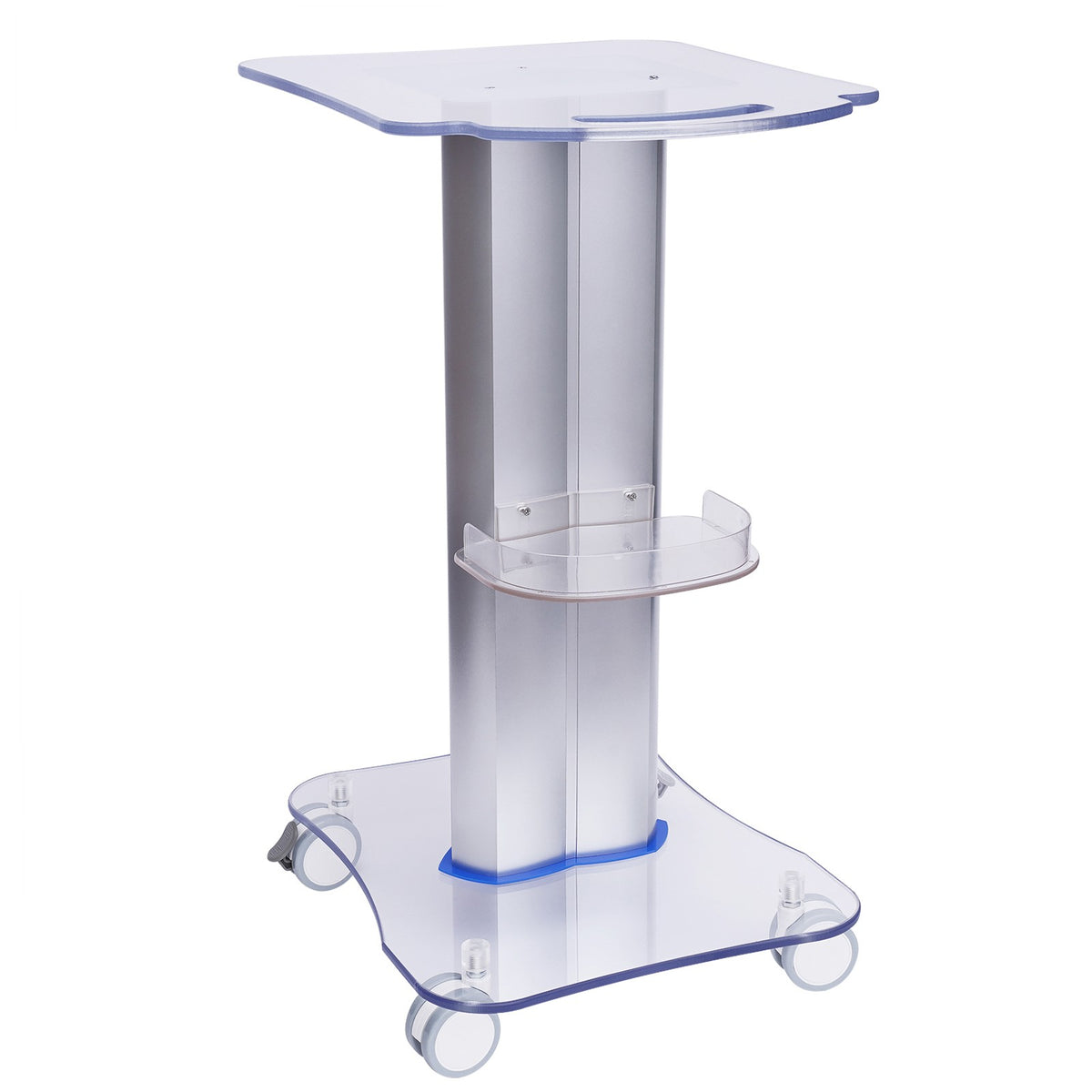 2-Tier Acrylic PVC Salon Trolley with Locking Wheels & Storage Tray