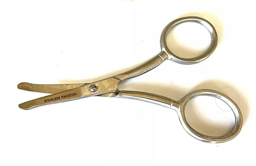 3.5 Inch Curved Mustache & Nose Hair Scissors with Safety Tips