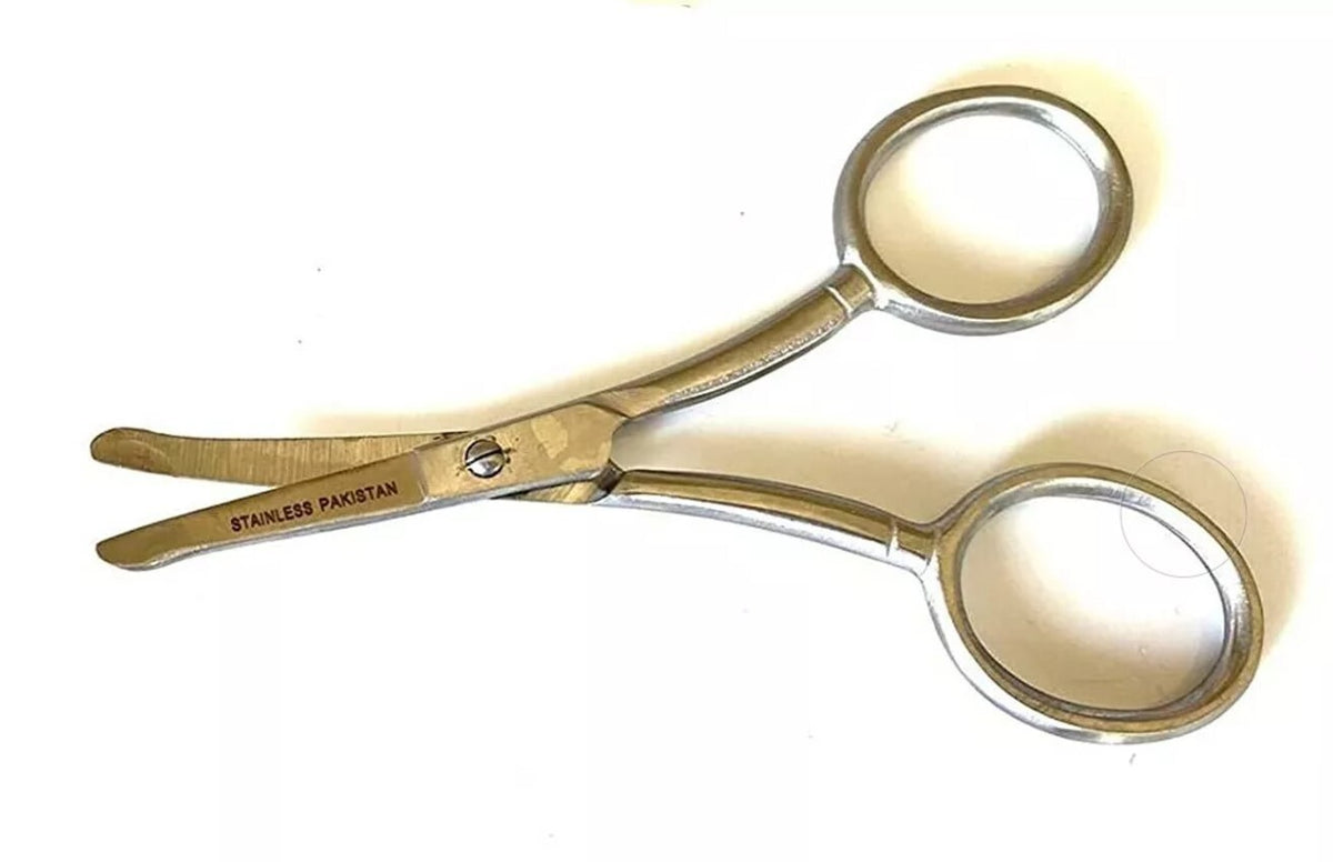 3.5 Inch Curved Mustache & Nose Hair Scissors with Safety Tips