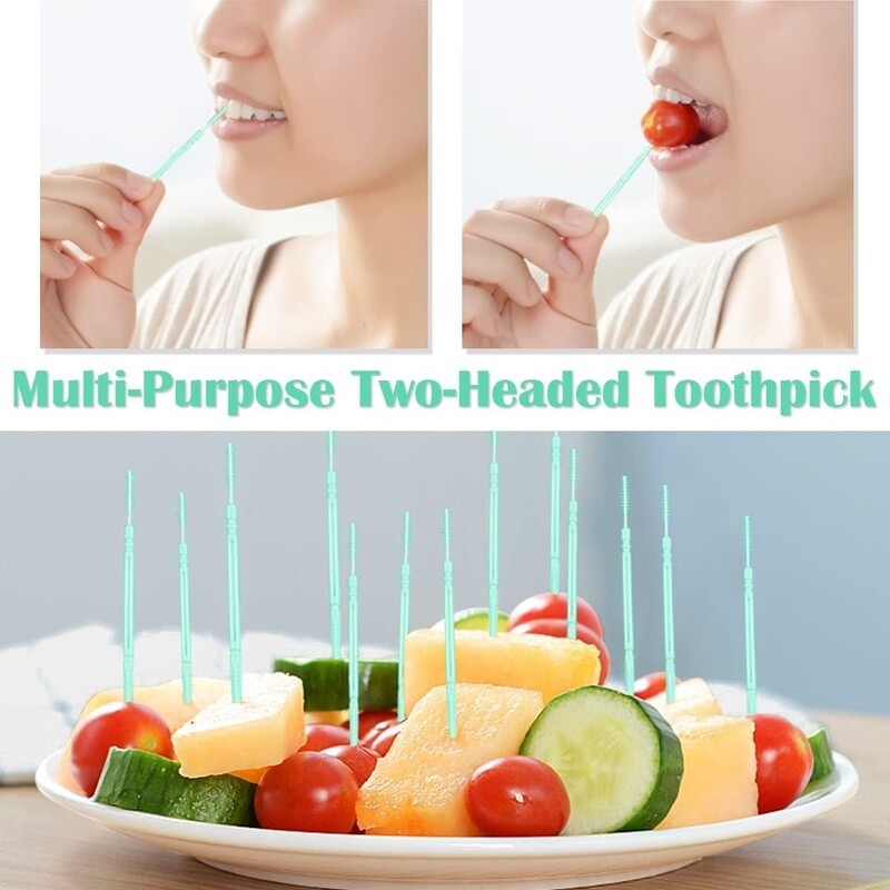 Disposable Dental Picks with Bristles Travel Pack - 80 Count Dual Function