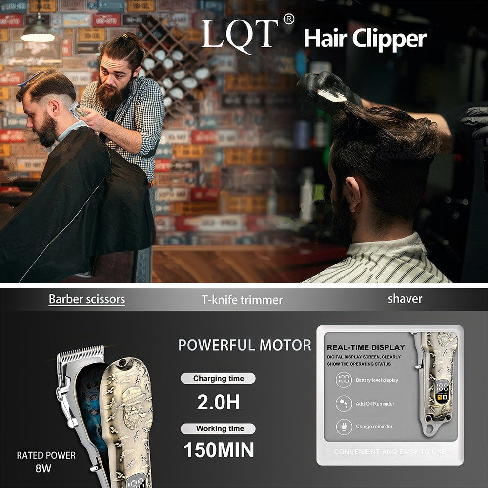 Men's Cordless Hair Clipper Set with LED Display and Beard Trimmer