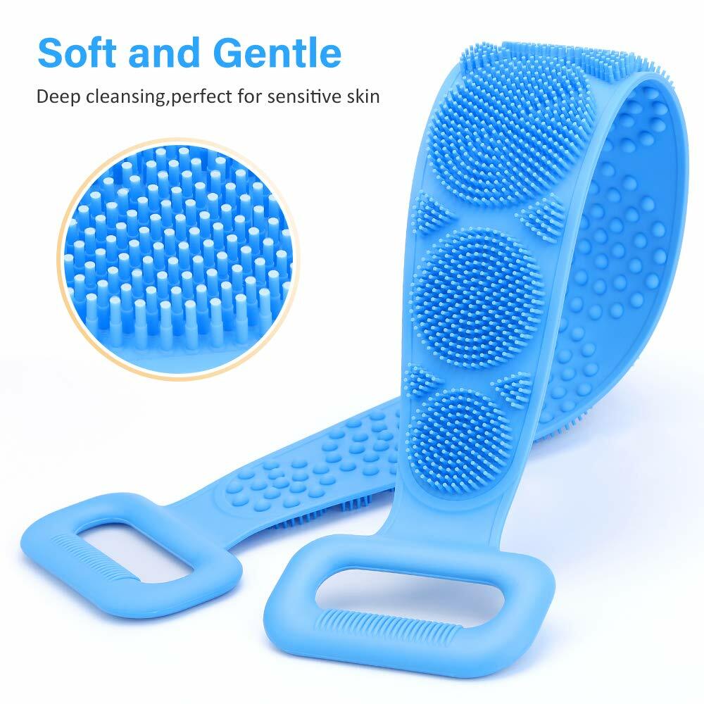 Silicone Shower Back & Body Scrubber Set - 2 Pack, Blue & Purple