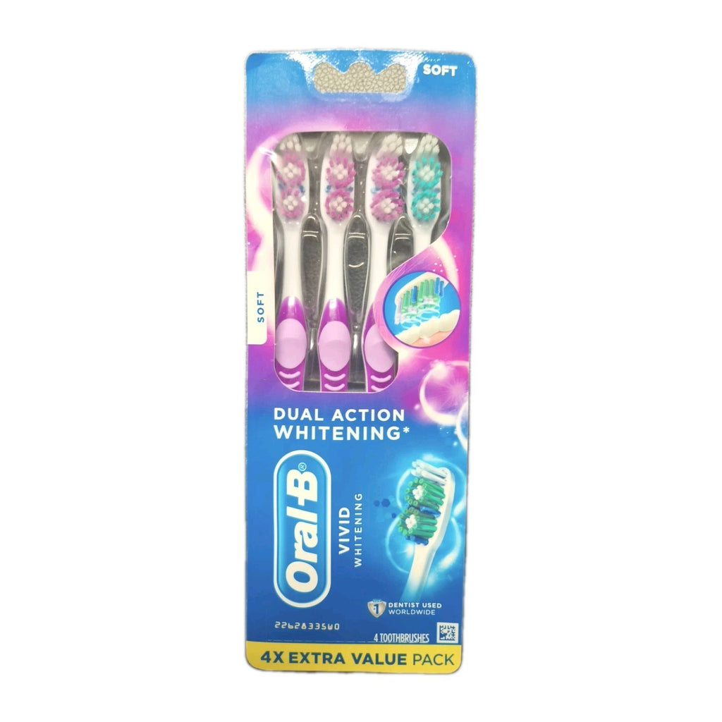 Oral-B Vivid Dual Action Whitening 4 Soft Toothbrushes - Oral Care Set